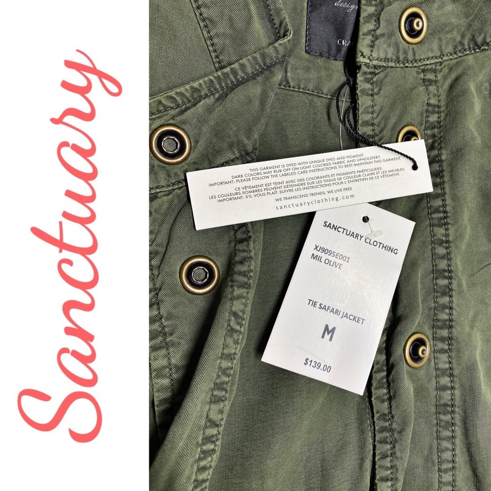 Sanctuary Safari Jacket Olive Green Lyocell Utility Minimalist Cabincore, Medium - Picture 10 of 14